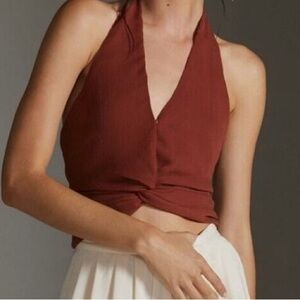 Anthropologie's Sunday in Brooklyn,‎ Halter Top, Size M, Terracotta, Rust, Brown
